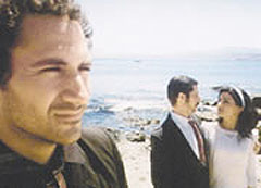 Leyton (left) and the newlyweds