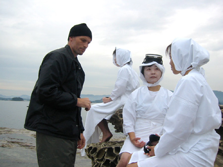 Matthew Barney and three Japanese actresses
in MATTHEW BARNEY: NO RESTRAINT
Photo: Alison Chernick/IFC First Take