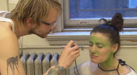 Actress Idina Menzel of WICKED and her make-up artist
in SHOWBUSINESS
Photo: Regent Releasing