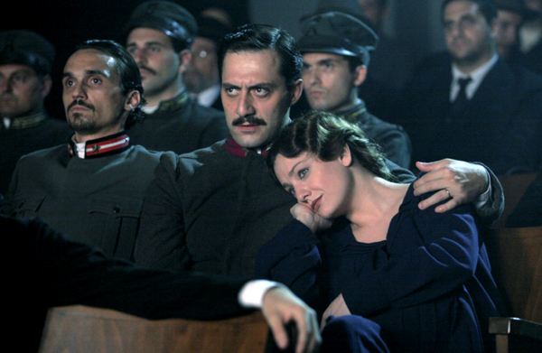 Filippo Timi, center, & Giovanna Mezzogiorno in VINCERE (Photo: Daniele Musso/IFC Films)