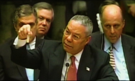 Secretary of State Colin Powell before the United Nations Security Council
Photo: Media Education Foundation/Disinformation Company